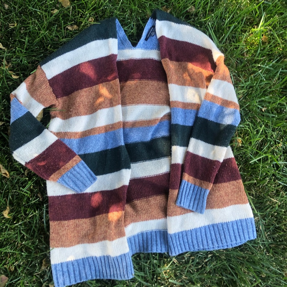 Multi colored striped cardigan